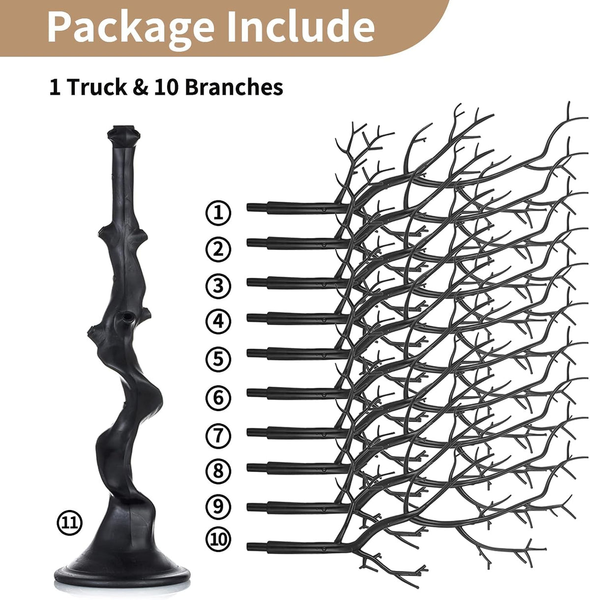 NUPTIO Black Ornament Tree, 30 Inch Artificial Halloween Spooky Branch
