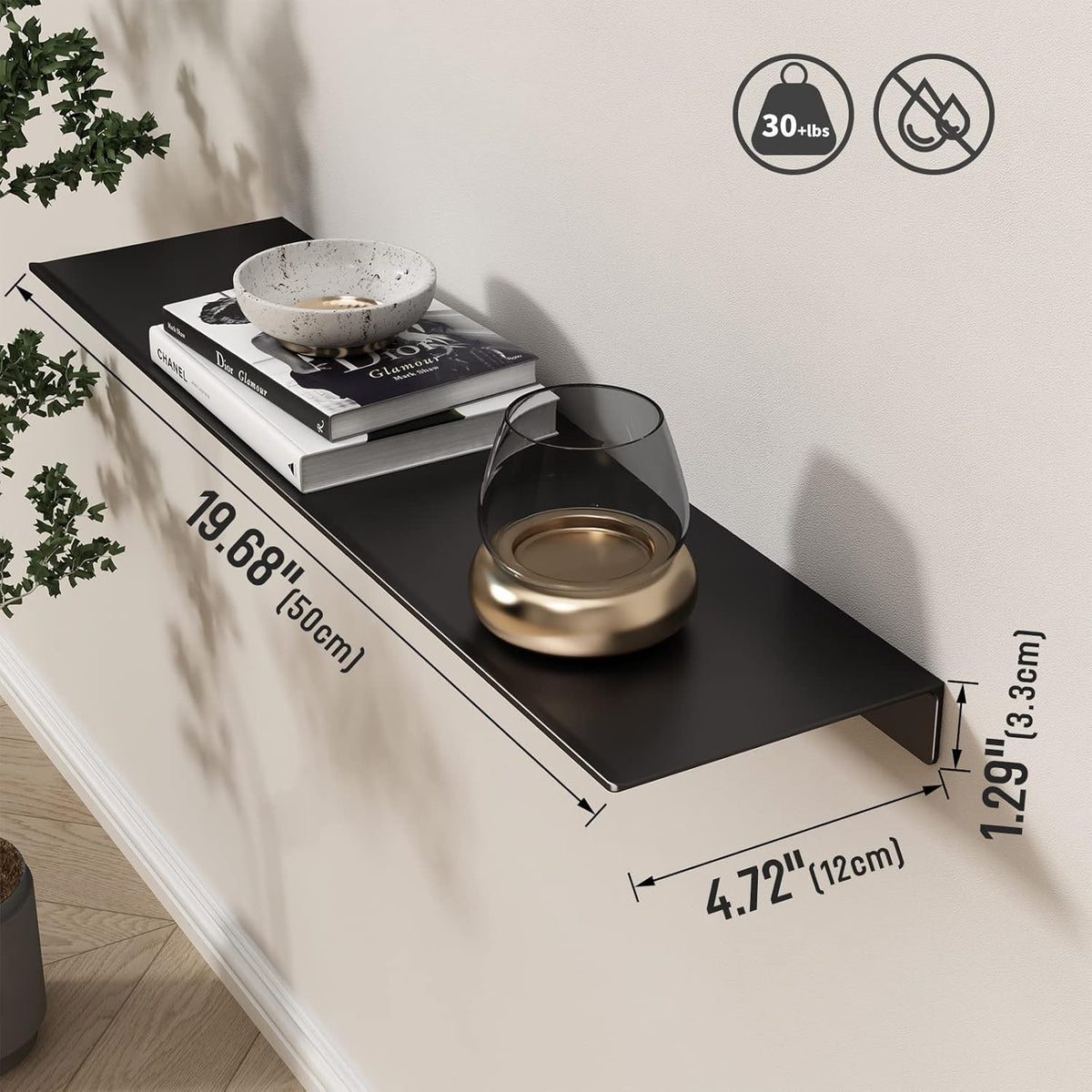 Danpoo 20 inch Long Metal Floating Shelves for Wall Organizer & Storage, ...