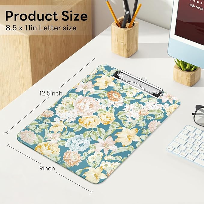 Luminzo Plastic Cute Clipboard Low-Profile Metal Clip, A4 Letter Size 9 x 12.5 - Image 2