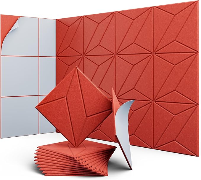 UNECHO 12 Pack 12" X 12" X 0.4" Acoustic Panels by UNECHOACOUSTIC