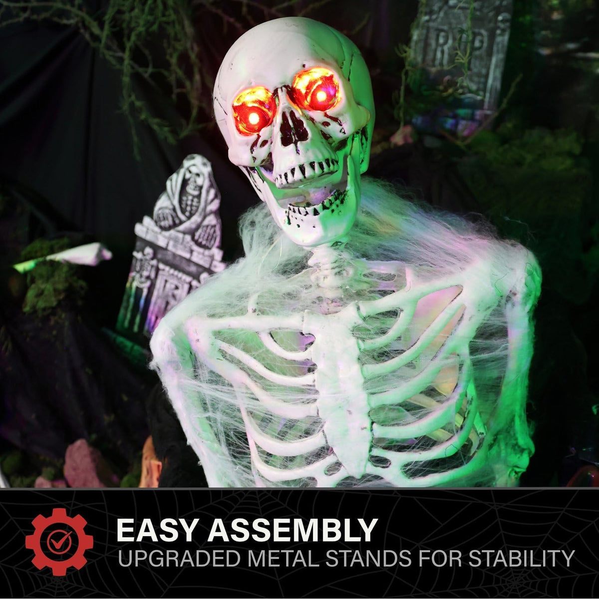 Haunted Hill Farm 5.2-Ft. Reaper in Coffin Halloween Animatronic
