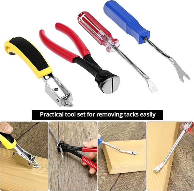 QWORK 4 Pcs Staple Remover Tool and Nail Puller Set, End Cutting Plier - Image 7