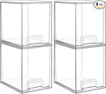 Vtopmart 7.6" H Clear Stackable Storage Drawers, 4 Pack Plastic Organizers Bins by Vtopmart