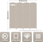 Cocosica 4 Panel Room Divider, 6Ft Folding Privacy Screen, Tall - Image 3