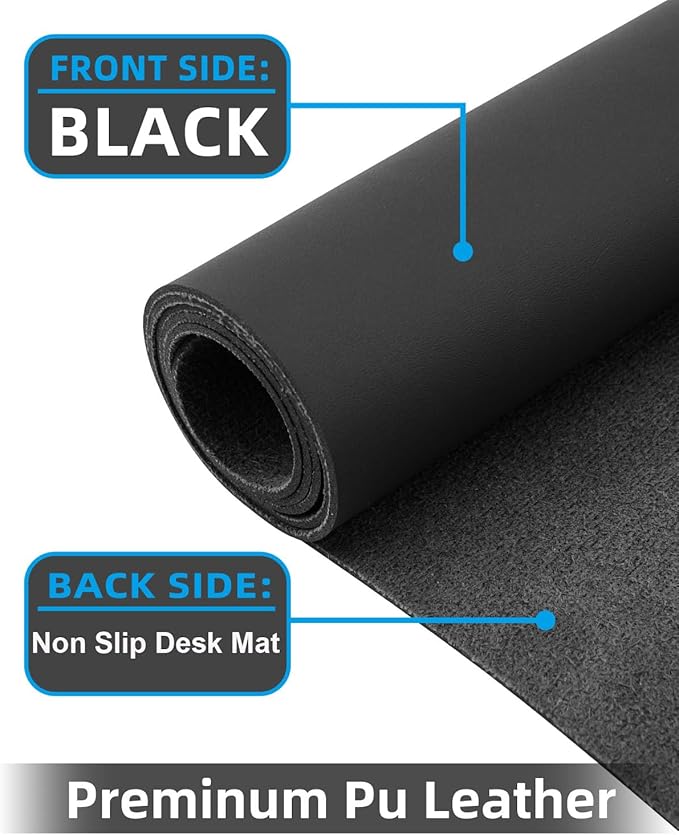 Leather Desk Pad Protector, Office Desk Mat, Large Mouse Pad, Non-Slip PU - Image 2