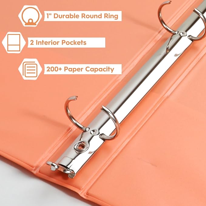 CIXILDTS 1-Inch Round Ring Binders, Standard 3 Ring Binder Fit Letter Size Paper - Image 4
