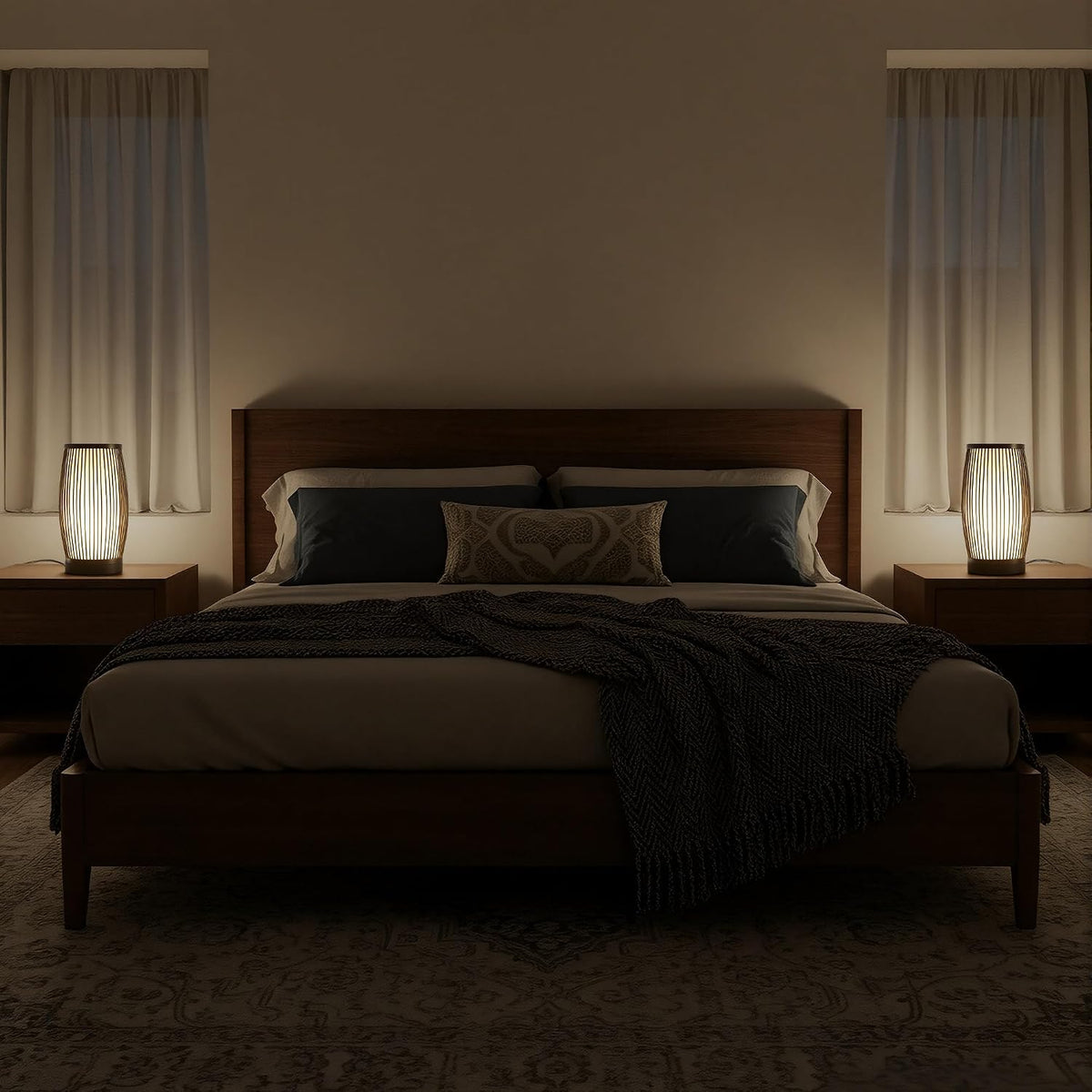 Boho Bedroom Lamps Set of 2, Small Bedside Lamp for Nightstands