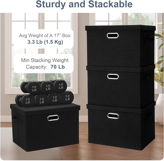 Graciadeco Large 17" 36 Quart Collapsible Stackable Storage Bins - Image 4