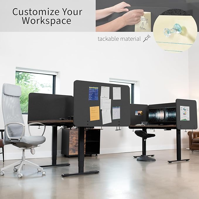 VIVO Clamp-on 24 x 24 inch Privacy Panel, Sound Absorbing Cubicle Desk Divider - Image 6