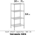 Regal Altair 21" Deep x 30" Wide x 64" Height Wire Shelving Kit | 4-Tier | NSF - Image 3