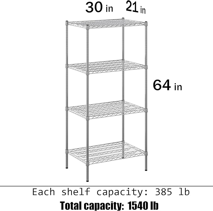 Regal Altair 21" Deep x 30" Wide x 64" Height Wire Shelving Kit | 4-Tier | NSF - Image 3