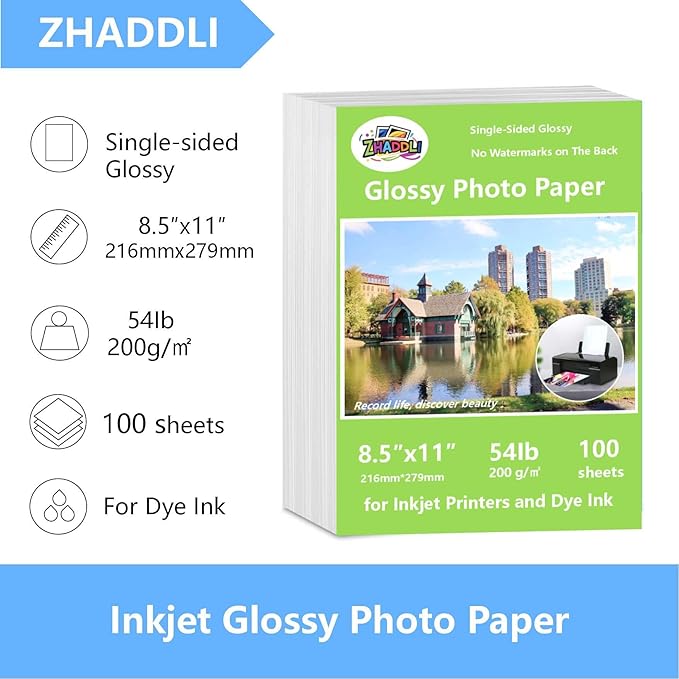 ZHADDLI Inkjet Glossy Photo Paper, 8.5X11 Inches, Compatible - Image 2