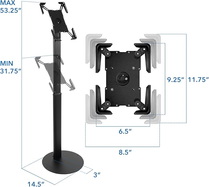 Mount-It! Anti-Theft Universal Tablet Kiosk Stand, Fits iPad Pro, Galaxy Tab - Image 6