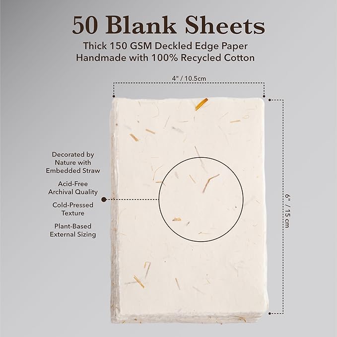 Wanderings Handmade Cream Deckle Edge Blank Paper - Image 4