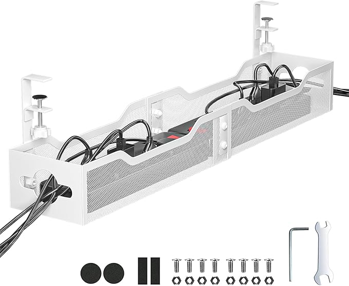Under Desk Cable Management Tray White, Litwaro Cable Management Under Desk No - Image 8