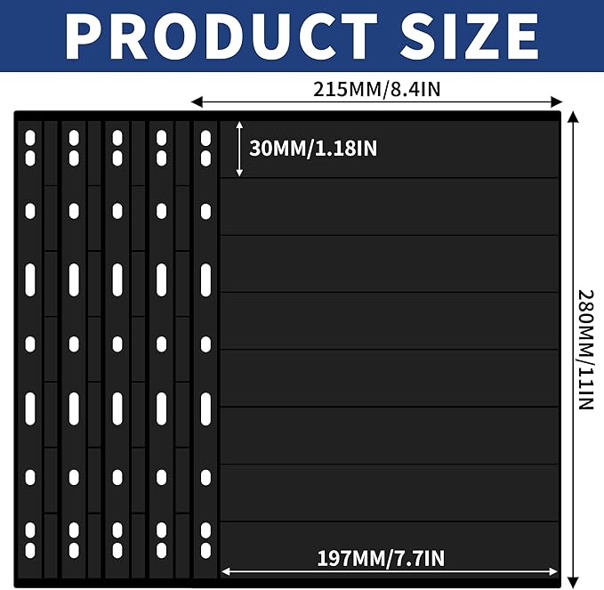 5 Sheets 10 Pages Postage Stamp Album Pages, 8 Pockets 7.7x 1.18in Stamp - Image 2
