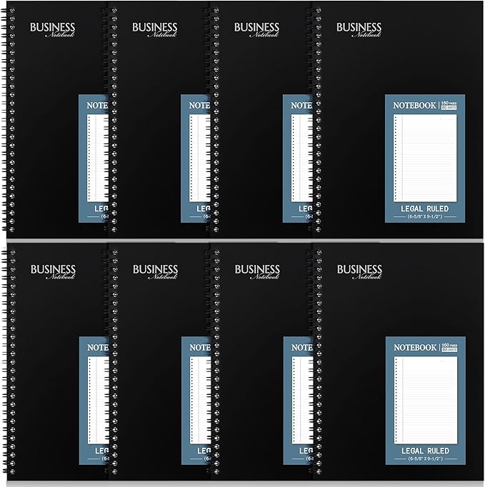 Resurhang 8 Pack Wirebound Business Notebook Legal Ruled Spiral Notebook 6-5/8" by Resurhang