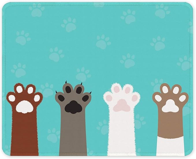 Auhoahsil Mouse Pad, 12 x 10 in Cute Cat Paws Theme Computer Mouse Pad by Auhoahsil