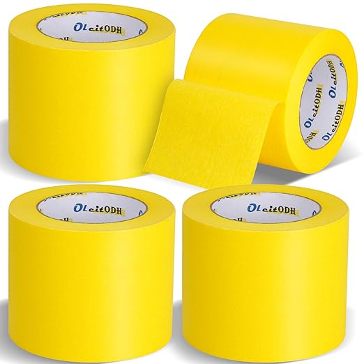 4 Rolls Yellow Painters Tape Bulk 4 inch x 60 Yards, Total 240 Yd, Painters by Oleitodh