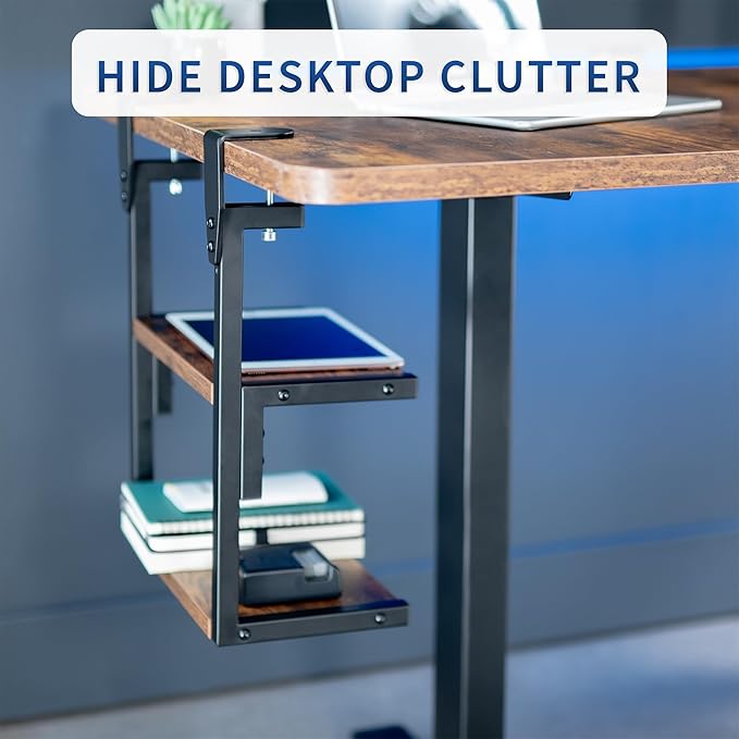 VIVO Clamp-on 13 inch Above or Below Desk 2-Tier Shelving Unit - Image 6