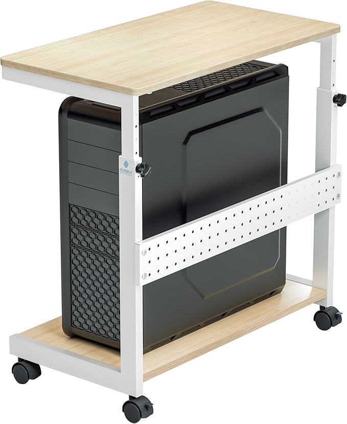 EUREKA ERGONOMIC PC Stand Computer Cart, Height Adjustable Tower Stand 2-Tier by EUREKAERGONOMIC