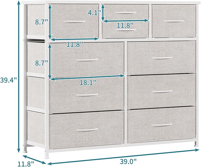 LUMTOK 10-Drawer Dresser, Fabric Dressers Drawers - Image 3