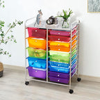 LDAILY 15 Drawer Rolling Storage Cart, Rolling Cart - Image 8