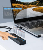 USB 3.0 Hub, PANPEO 7-Port USB Data Hub Splitter - Image 4