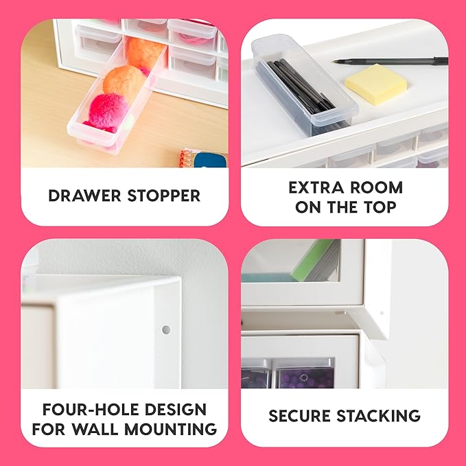 IRIS USA Bead Organizer Storage Bin Drawer Cabinet, 64-Drawer Plastic - Image 4