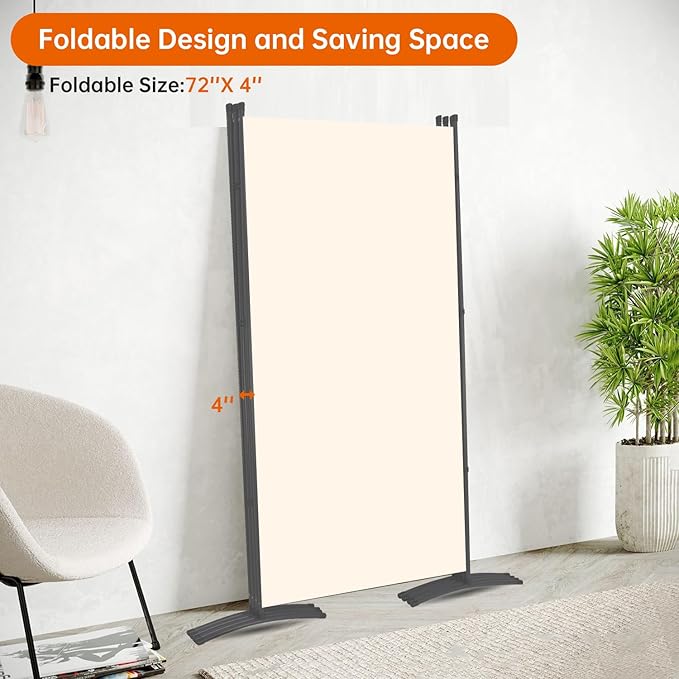 Room Divider 6FT Folding Privacy Screens, 4 Panel Partition Room Dividers - Image 5