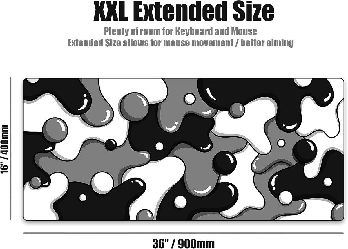 Kraken Keyboards DRIP Edition XXL Black & White Gaming Mouse Pad - Profes...