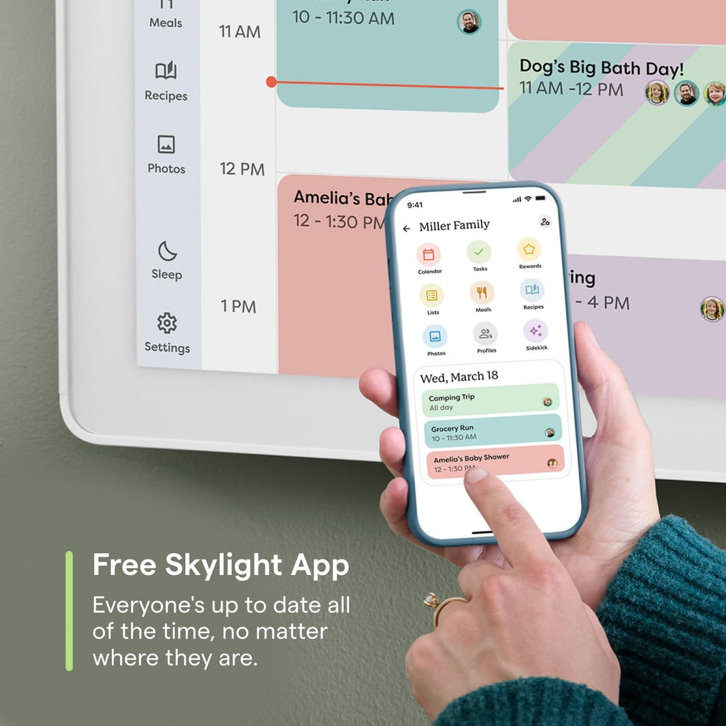 Skylight Calendar Max – 27" Digital Calendar & Chore Chart, Classic White | Family Organizer, HD Touchscreen Display, Wall Mountable, Portrait or Landscape, WiFi, Auto-Brightness