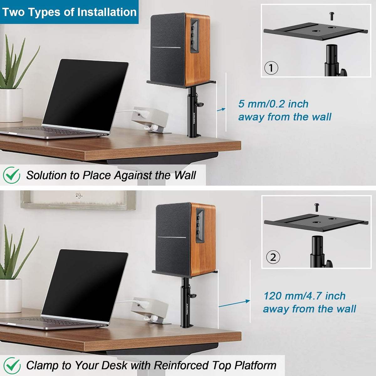 Vondynote Studio Monitor Stands Desk Clamp Speaker Stands Against The Wall
