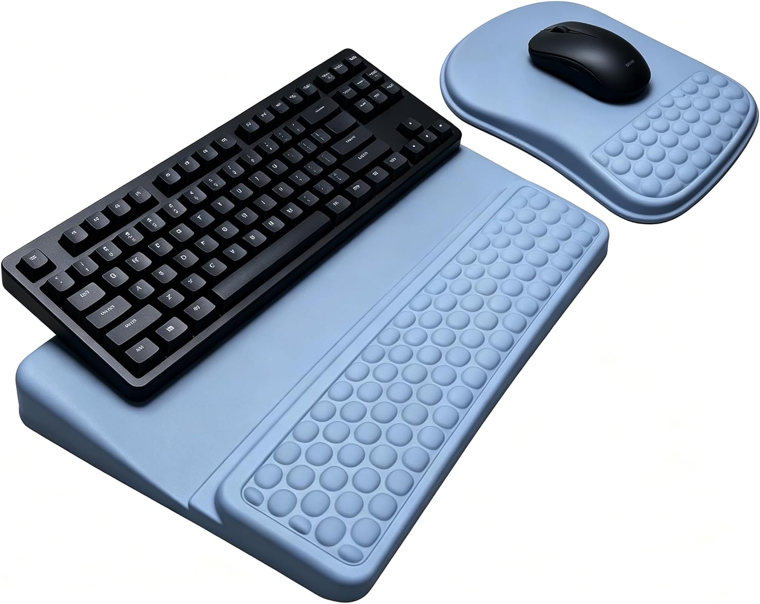 Keyboard Wrist Rest -Ergonomic Keyboard Stand with Wrist Rest- with Carpal Tunnel Pain Relief Massage Bumps and Full Memory Gel Design - Ideal Frequent Computer (Grey)