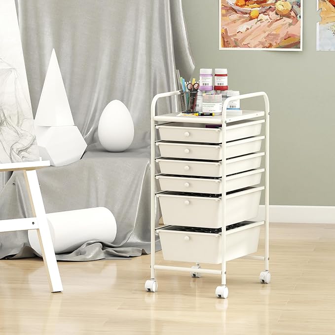 Giantex 6 Storage Drawer Cart Rolling Organizer Cart - Image 5