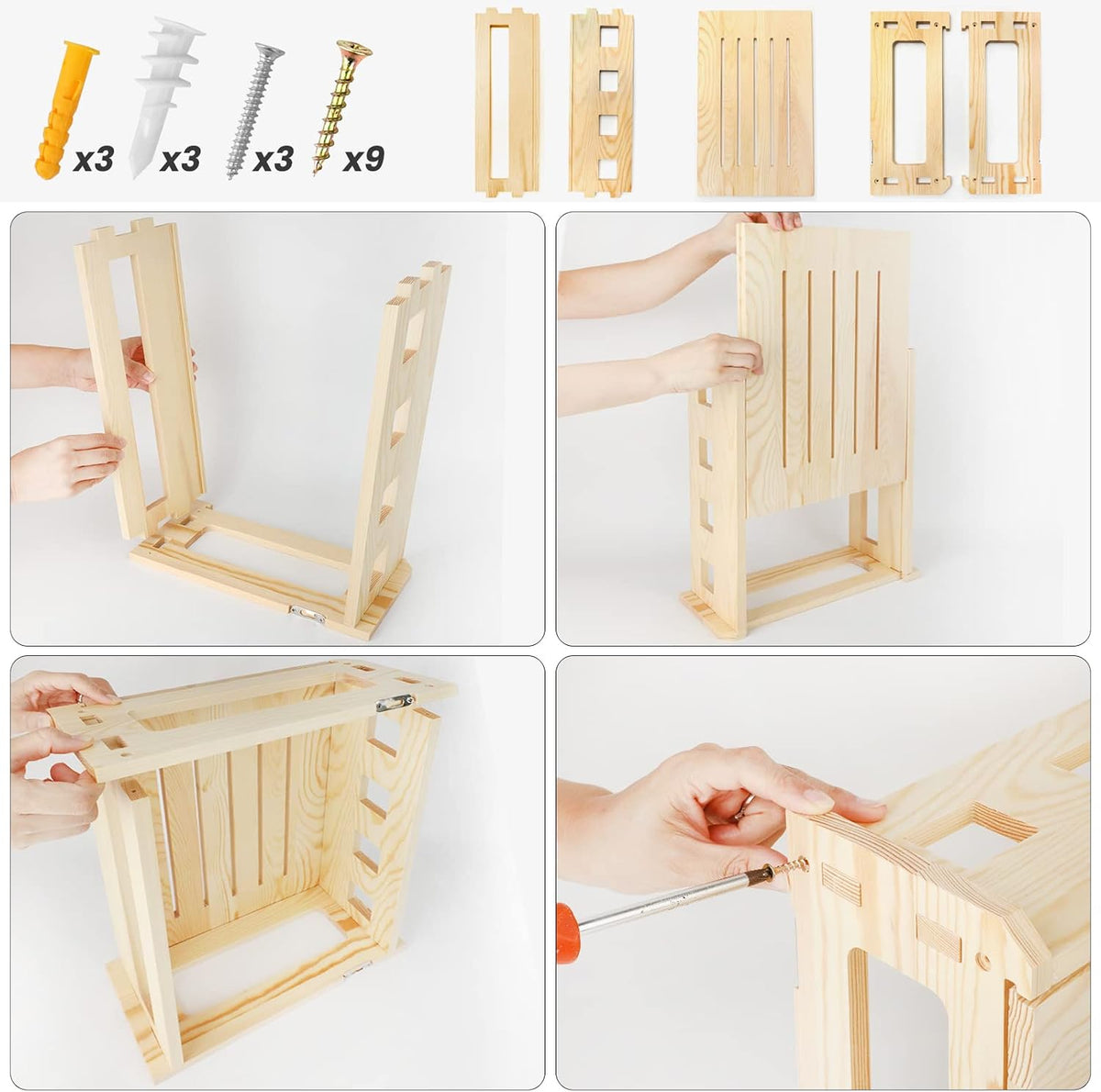 Wooden Router Shelf Wall Mount WiFi Router Storage Box Modem Cable Router Cov...