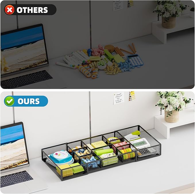 Marbrasse Expandable Desk Drawer Organizer, Mesh Drawer Organizer Tray - Image 8