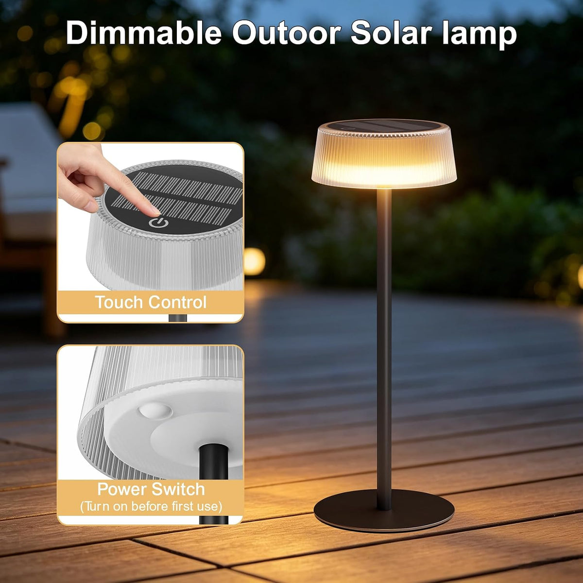 Solar Table Lamps Outdoor 2 Pack, Patio Solar Table Lights IP65 Waterproof