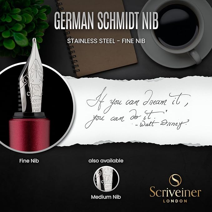 Scriveiner Luxury EDC Fountain Pen, Stunning Matt Red Pocket EDC - Image 5