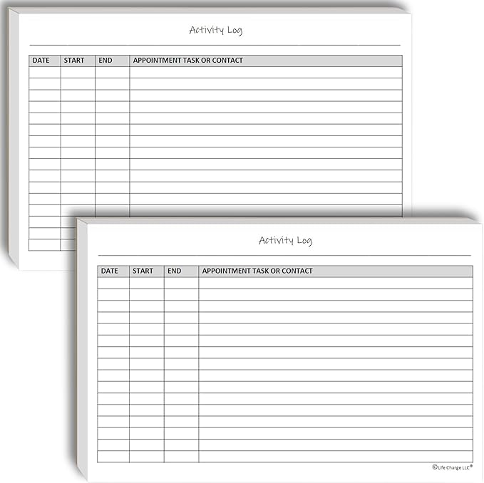 Activity Log Notepads Pad Planners to List a Task, Action or Contact. A by LifeCharge