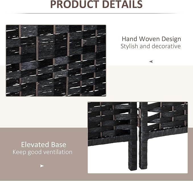 HOMCOM Room Divider, 6 Panel Folding Privacy Screen, 6FT Tall Portable Wicker - Image 5