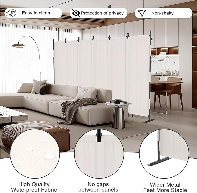 Kecreque 6 Panel Room Divider, 6ft Folding Screen Portable Wall Partition Room - Image 2