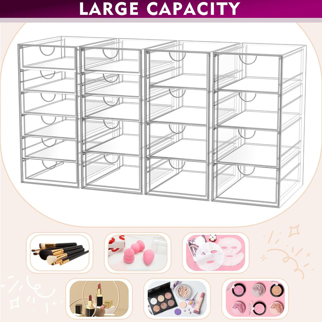 yfxcvsl acrylic makeup organizer with 19 drawers,storage drawer showing dimensions