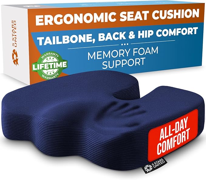 5 STARS UNITED Seat Cushion for Tailbone Pain Relief – Memory Foam Cushion for by 5STARSUNITED