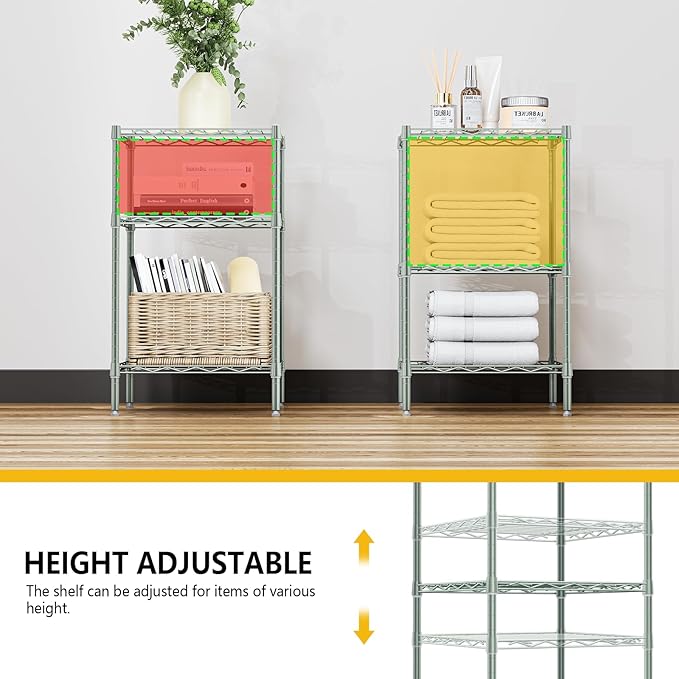 M MZG 750 lbs 3-Shelf Storage Shelves Wire Shelving Unit Standing Metal Rack - Image 7