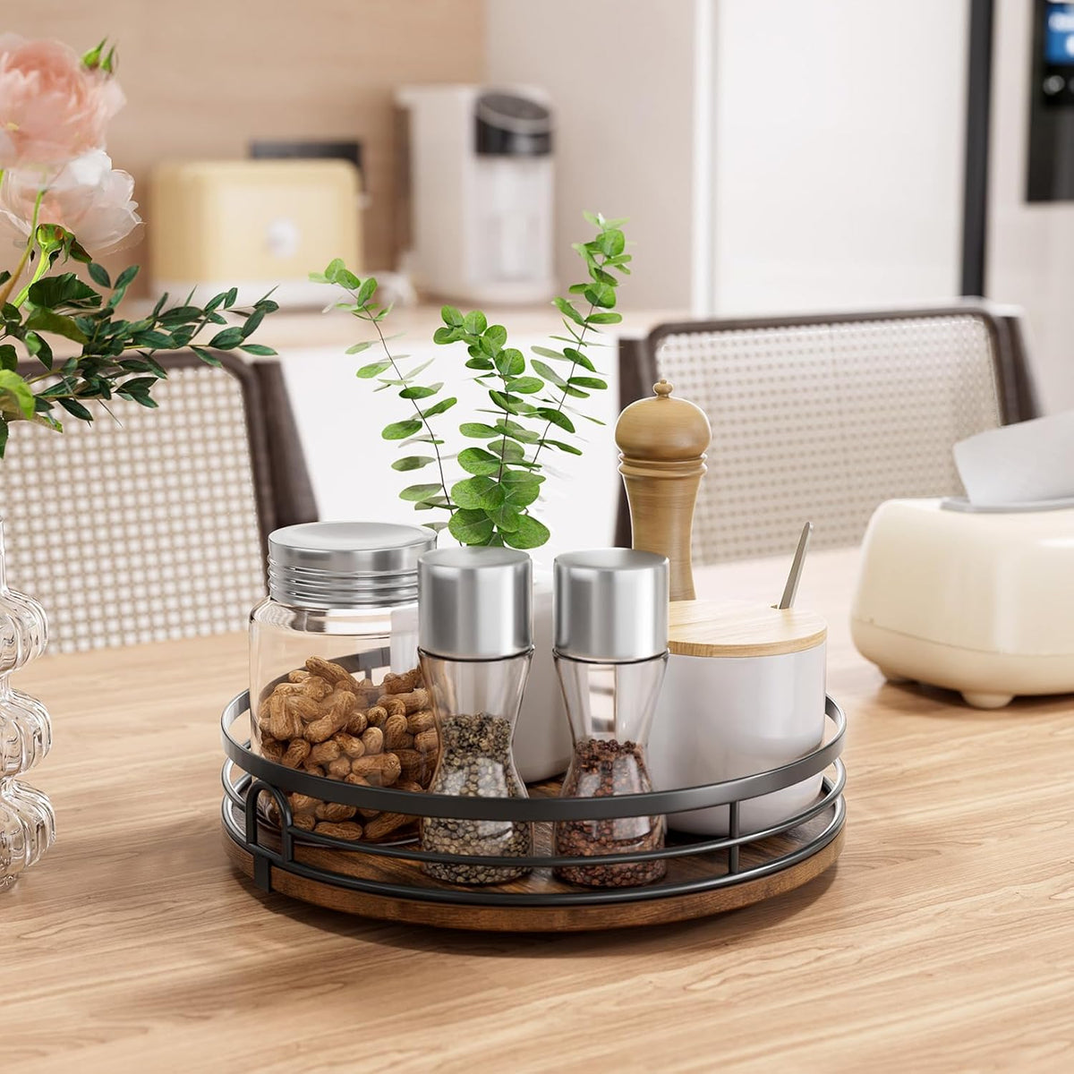 LAMU 2 Pack Lazy Susan Organizer for Table Top Cabinet Kitchen Countertop