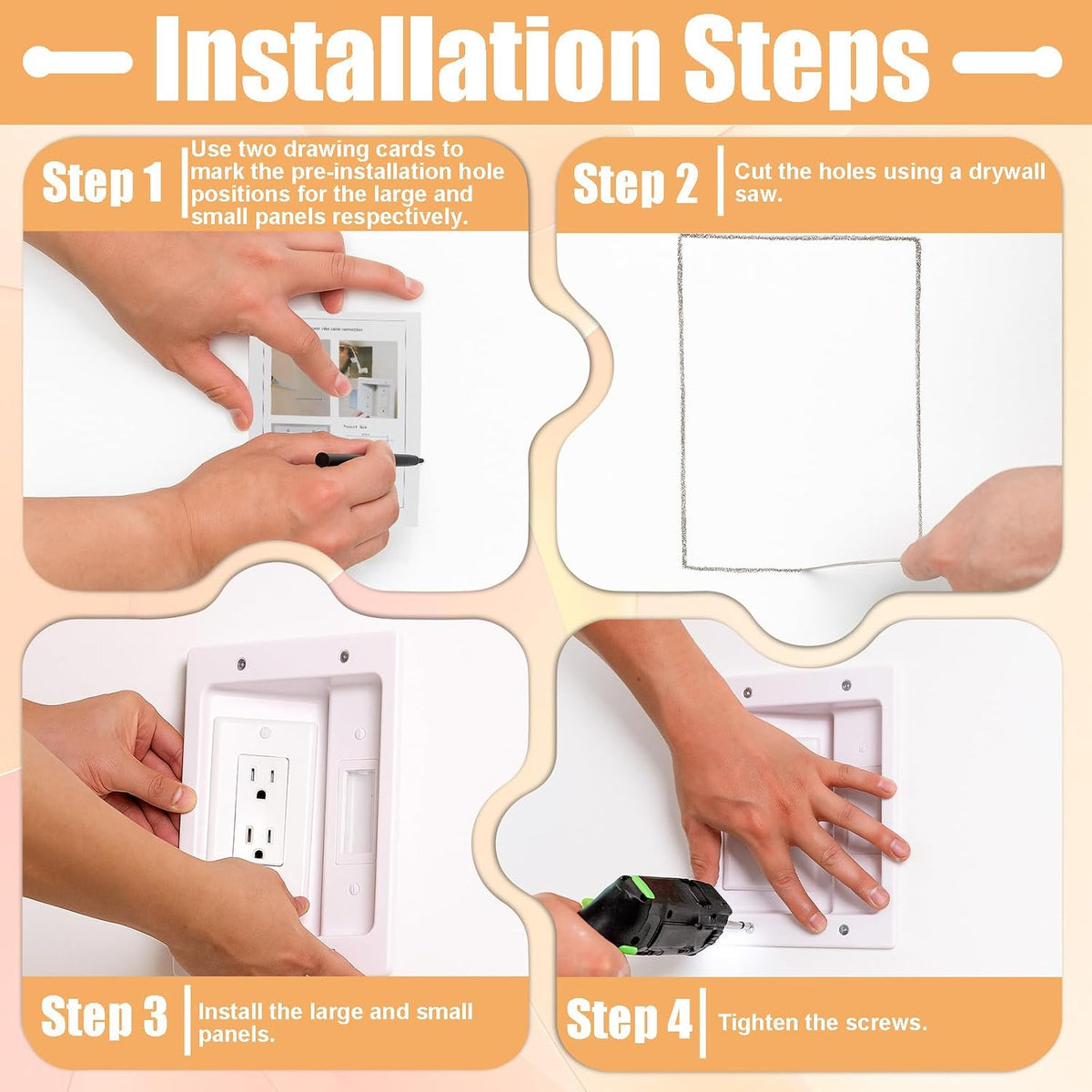 in-Wall TV Cable Management Kit with Recessed Dual AC Outlet, 9FT Extension C...