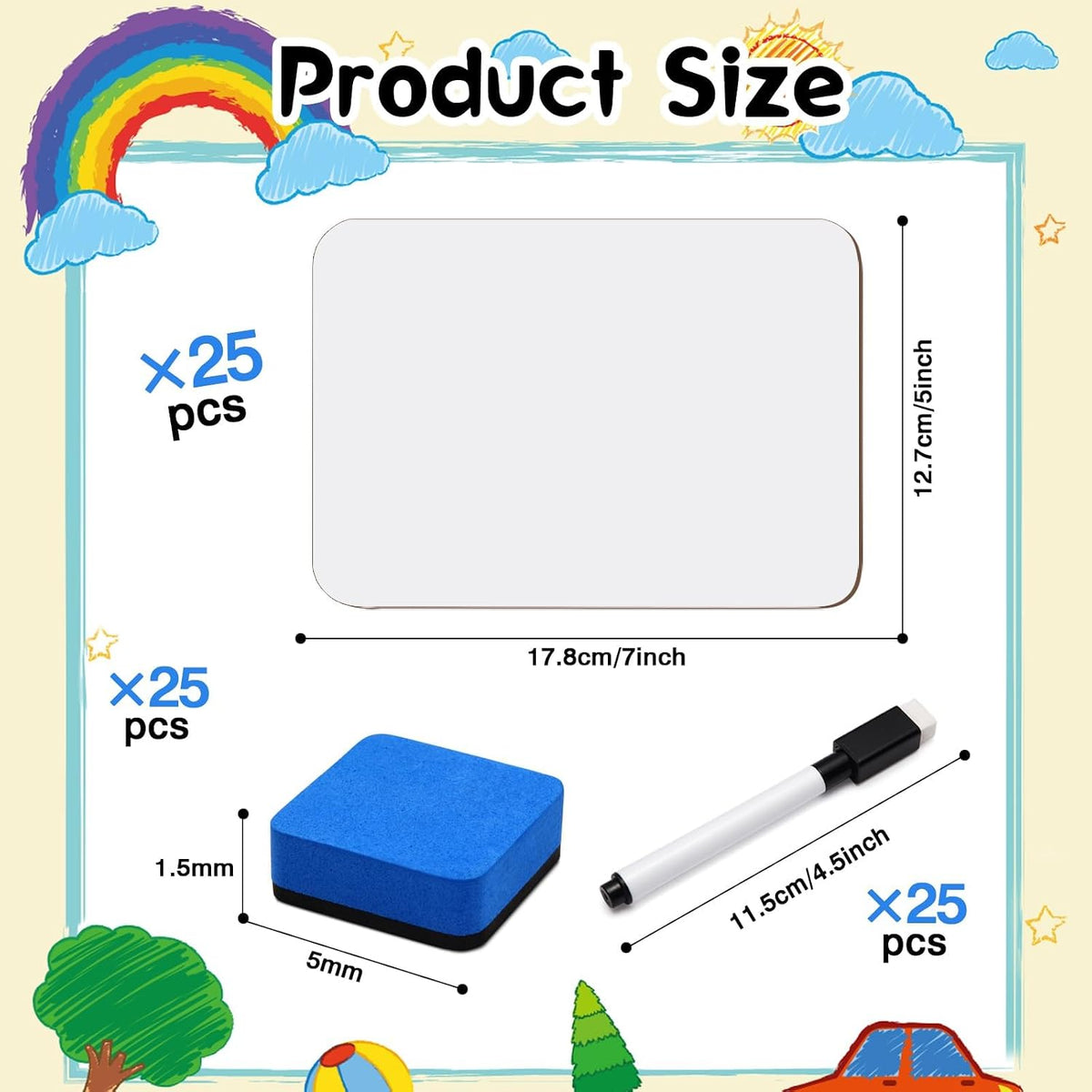 25 Pcs Small White Board 5 x 7 Inch Mini Dry Erase Board Small White Boards w...