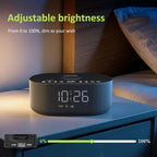 dreamsky alarm clock radio with wireless charging and on a desk or shelf