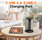 Tower Power Strip with 12 Outlets and 5 USB Ports, Flat Extension Cord 10 Ft - Image 3